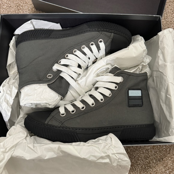 Prada Sport Canvas High Top Sneakers Logo - Picture 1 of 9